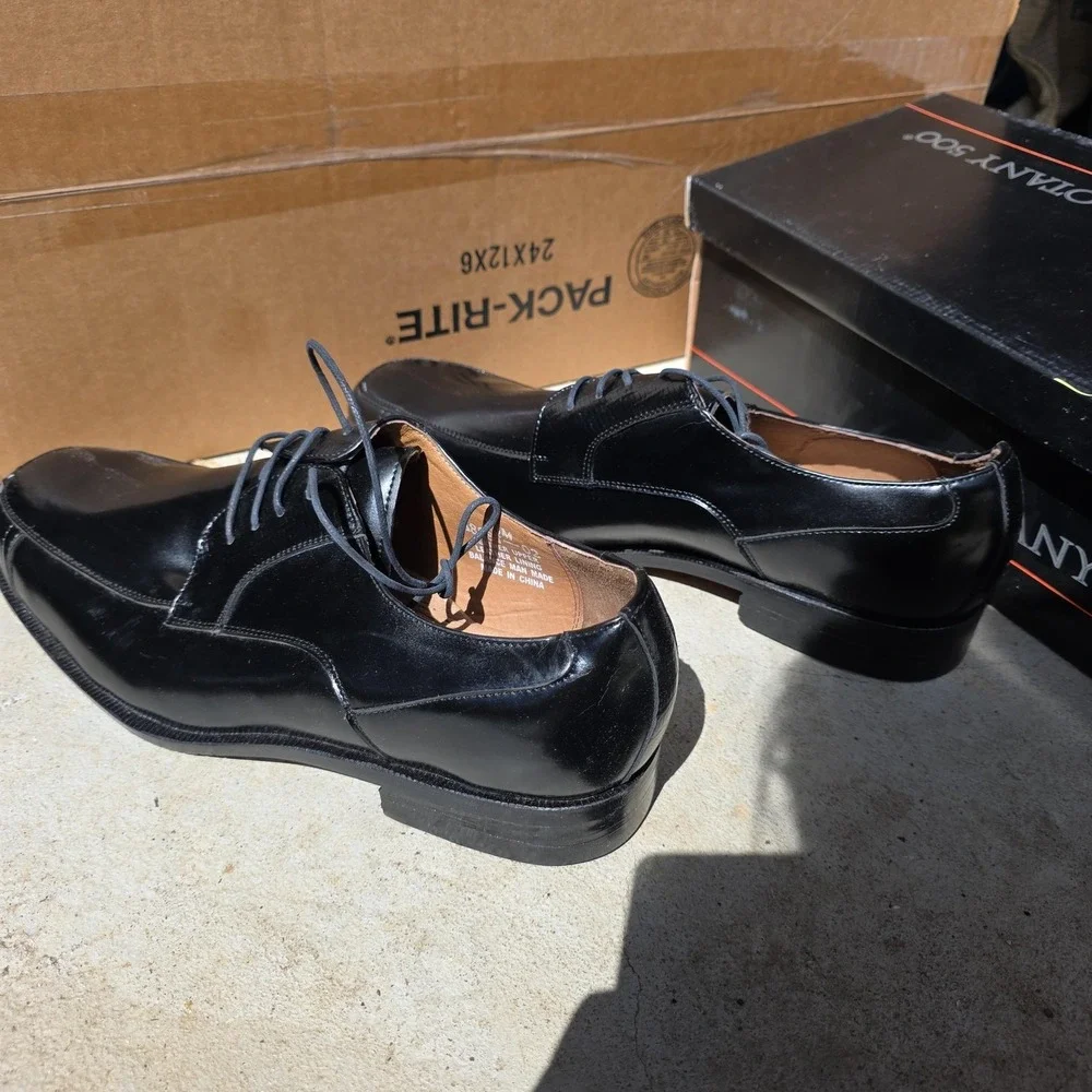 Botany 500 Shoes Mens Size 13‎ Black Leather Derby Lace Up Square Toe 48886-02